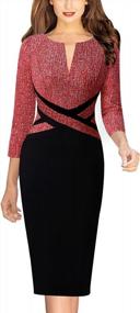 img 4 attached to VFSHOW Womens Colorblock Front Zipper Work Office Business Party Bodycon Pencil Dress