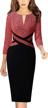 vfshow womens colorblock front zipper work office business party bodycon pencil dress logo