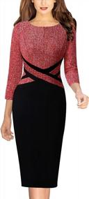 img 3 attached to VFSHOW Womens Colorblock Front Zipper Work Office Business Party Bodycon Pencil Dress