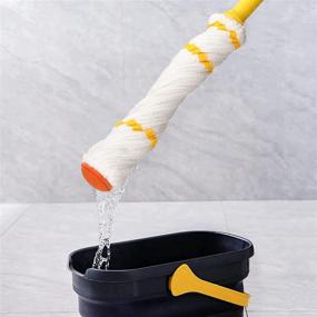 img 1 attached to 57-inch Long Handled Self-Wringing Twist Mop with Top Scouring Pad - Ideal for Kitchen, Restaurant, Bathroom, Garages, Warehouses, Office