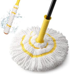 img 4 attached to 57-inch Long Handled Self-Wringing Twist Mop with Top Scouring Pad - Ideal for Kitchen, Restaurant, Bathroom, Garages, Warehouses, Office