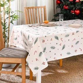 img 4 attached to Folkulture Christmas Tablecloth Or Christmas Table Cover, 60 X 120 Inch, 100% Cotton Rectangle Tablecloth, White Tablecloth For Christmas Décorations, Long Tablecloth Rectangle, (Cherry Merry)