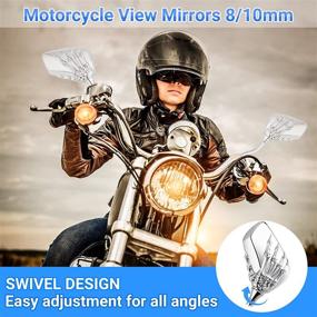 img 3 attached to 🛵 OXMART Universal Skull Hand Motorcycle Rear View Mirrors 8/10mm Chrome Plated ABS Shell Side Mirrors Folding Rearview Mirror Compatible with Harley Honda Kawasaki Suzuki Yamaha Ducati