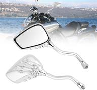 🛵 oxmart universal skull hand motorcycle rear view mirrors 8/10mm chrome plated abs shell side mirrors folding rearview mirror compatible with harley honda kawasaki suzuki yamaha ducati logo