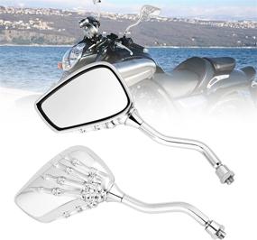 img 4 attached to 🛵 OXMART Universal Skull Hand Motorcycle Rear View Mirrors 8/10mm Chrome Plated ABS Shell Side Mirrors Folding Rearview Mirror Compatible with Harley Honda Kawasaki Suzuki Yamaha Ducati