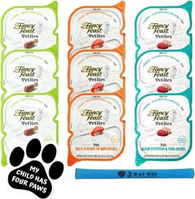 img 4 attached to 🐱 Fancy Feast Petites Pate Bundle – Variety Pack of 3 Flavors: Ocean Whitefish & Tuna, Wild Alaskan Salmon, and Braised Chicken – 2.8 Ounces each. Bonus Inclusion: Mesh Kitty Toy and Car Paw Magnet!