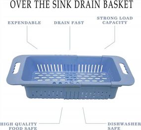 img 2 attached to 2 Pack Collapsible Colander Strainer Over Sink - Adjustable Drain Basket For Fruits & Vegetables In Kitchen (Blue) | MineSign