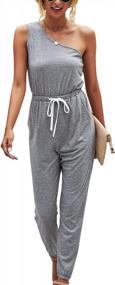 img 4 attached to Minipeach Womens Jumpsuit, One Shoulder Jumpsuits Elastic Cuff Long Pants Romper With Pockets