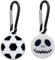 🏈 airtag silicone case (2 pack) - cute funny cartoon design | anti-scratch shockproof lightweight cover with keychain | compatible with airtag 2021 | football and skull prints logo