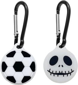 img 4 attached to 🏈 AirTag Silicone Case (2 Pack) - Cute Funny Cartoon Design | Anti-Scratch Shockproof Lightweight Cover with Keychain | Compatible with AirTag 2021 | Football and Skull Prints