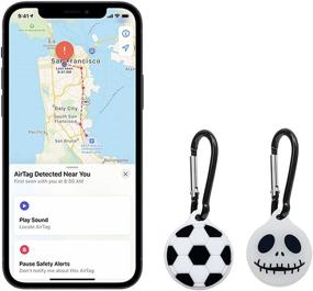 img 3 attached to 🏈 AirTag Silicone Case (2 Pack) - Cute Funny Cartoon Design | Anti-Scratch Shockproof Lightweight Cover with Keychain | Compatible with AirTag 2021 | Football and Skull Prints