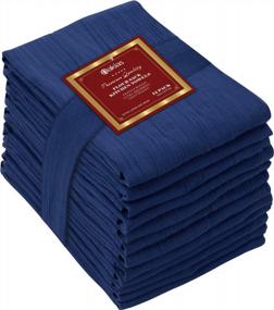 img 4 attached to 12 Pack Oakias Flour Sack Towels - 28X28 Inches Cotton Tea Towels - Lightweight, Durable & Highly Absorbent - Machine Washable (Blue)