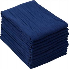 img 2 attached to 12 Pack Oakias Flour Sack Towels - 28X28 Inches Cotton Tea Towels - Lightweight, Durable & Highly Absorbent - Machine Washable (Blue)