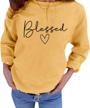 blessed sweatshirt for women letter print lightweight thanksgiving pullover tops blouse logo