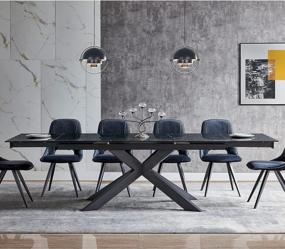 img 3 attached to Modern Dining Table With Extension Leaf, Seats 6-8, Thicker Top And Carbon Steel Pedestal, 70.9''(+40’’)X35.5''X30'', Stones Black - Perfect For Kitchen, Restaurant, And Home