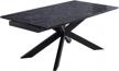 modern dining table with extension leaf, seats 6-8, thicker top and carbon steel pedestal, 70.9''(+40’’)x35.5''x30'', stones black - perfect for kitchen, restaurant, and home logo