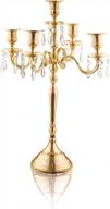 klikel gold 24" канделябры с 5 свечами - классический элегантный дизайн для свадеб, званых обедов и официальных мероприятий - зеркальная отделка с акриловыми кристаллами логотип