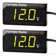 2 pieces dc 4-28v car digital voltmeter 12v voltage meter car audio gauge led display 12v meter waterproof voltage gauge meter for car motorcycle (yellow light) logo