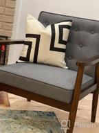 img 1 attached to Mid-Century Modern Accent Chair With Wooden Arms, Tufted Upholstered Back, And Deep Seat (24.4" X 18.3") By JIASTING review by Zachary Jackson