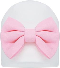 img 3 attached to 👶 HUIXIANG Newborn Baby Hospital Hat: Stylish Soft Cotton Toddler Kids Girl Head Wrap with Big Bow Cap