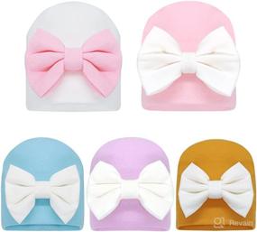 img 4 attached to 👶 HUIXIANG Newborn Baby Hospital Hat: Stylish Soft Cotton Toddler Kids Girl Head Wrap with Big Bow Cap