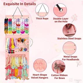 img 1 attached to 🎀 Baby Girl Headband Holder: Bow Organizer for Girls' Hair Bows - Large Capacity Hair Clips Hanging Organizer for Baby Hair Accessories - Stylish Storage Display for Girls' Room, Door, Closet, Wall
