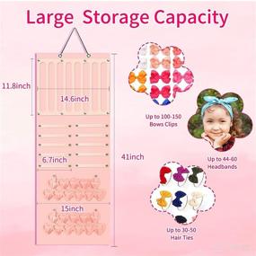 img 2 attached to 🎀 Baby Girl Headband Holder: Bow Organizer for Girls' Hair Bows - Large Capacity Hair Clips Hanging Organizer for Baby Hair Accessories - Stylish Storage Display for Girls' Room, Door, Closet, Wall