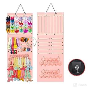 img 4 attached to 🎀 Baby Girl Headband Holder: Bow Organizer for Girls' Hair Bows - Large Capacity Hair Clips Hanging Organizer for Baby Hair Accessories - Stylish Storage Display for Girls' Room, Door, Closet, Wall