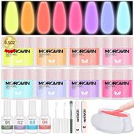 morovan dip powder nail kit starter: 8 colors glow in the dark manicure set for french nails art логотип