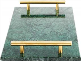 img 2 attached to Green Marble Stone Decorative Tray With Copper-Colored Handles - Handmade Nightstand Tray For Vanity, Dresser, Desk, And More By HighFree