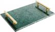 green marble stone decorative tray with copper-colored handles - handmade nightstand tray for vanity, dresser, desk, and more by highfree logo