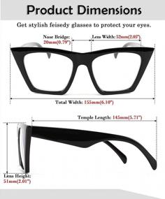 img 1 attached to Шикарные и защитные: FEISEDY, блокирующие синий свет, квадратные очки для чтения «кошачий глаз» для женщин