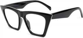 img 4 attached to Шикарные и защитные: FEISEDY, блокирующие синий свет, квадратные очки для чтения «кошачий глаз» для женщин