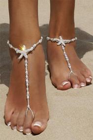 img 3 attached to Beach Wedding Bliss: Bellady Pearl Ankle Chain Barefoot Sandals With Starfish Foot Jewelry