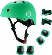 protective skateboarding gear set: jeefree helmet, knee pads, elbow pads & wrist guards. logo