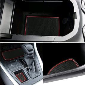 img 3 attached to Auovo Anti Dust Mats For Toyota RAV4 Accessories 2022 2019-2021 Custom Interior Fit Door Compartment Cup Holder Insert Center Console Liners(13Pcs/Set)(Red)