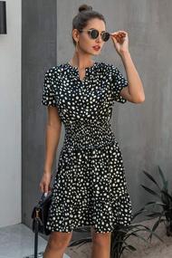 img 2 attached to Minipeach Women'S Summer Polka Dot Ruffle Short Sleeve Dress Casual Mini Dress
