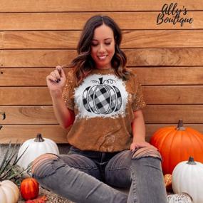 img 2 attached to UNIQUEONE Pumpkin Shirt Top Thanksgiving Gift Top Women Pumpkin Plaid Graphic Tees Fall T-Shirts