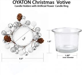 img 1 attached to Christmas Votive Candle Holders With Pinecone Berry Wreath Ring - Set Of 2 Glass Tealight Candles For Home, Wedding Decor (Exclude Candles)