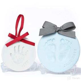 img 4 attached to 👶 Baby Leon Footprint Ornament Kit - White + Blue | Clay Molds & Paint Set | Ideal Baby Shower Gift for Newborn Girls & Boys | New Mom Gift Registry | Handprint & Pet Paw Print Keepsake | Safe Air Dry Clay