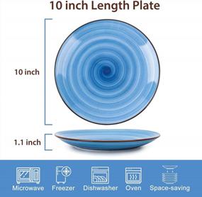 img 3 attached to Set Of 6 KitchenTour Large Ceramic Plates - Dishwasher And Microwave Safe, Perfect For Serving Salads, Desserts, Pizza, Steak And Pasta In Assorted Cool Colors