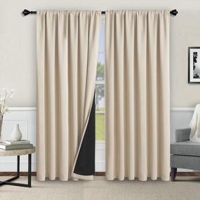 img 4 attached to Stay Warm and Sleep Soundly with WONTEX 100% Thermal Blackout Curtains for Bedroom - Beige, 42 x 84 inch, Set of 2