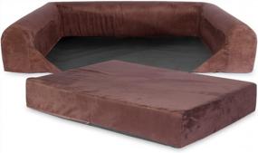 img 1 attached to Brown Small Memory Foam Dog Bed Replacement Cover For KOPEKS Sofa Dog Beds