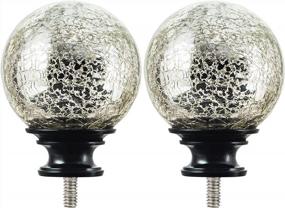 img 4 attached to KAMANINA Black Crackle Glass Curtain Rod Finials - Set Of 2, M6 Standard Screw, Replacement For 1 Inch Rods