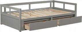 img 1 attached to Merax Grey Wooden Daybed W/ Trundle Bed & Storage Drawers - Perfect For Living Room Or Bedroom!