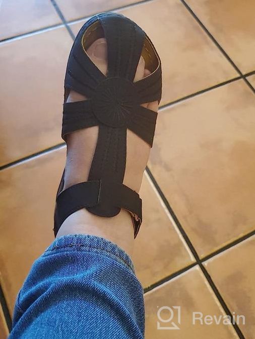 img 1 attached to Boho Chic Women'S Summer Wedge Sandals With Ankle Strap, Round Toe, And Comfortable Gladiator Design For Beach, Outdoor, And Casual Wear review by James Wing