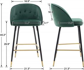 img 2 attached to Set Of 4 Green Velvet Bar Stools With Tufted Round Back And Gold Footrest For Dining Room And Kitchen Island