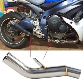 img 4 attached to 🏍️ Suzuki GSXR 600/750 Slip On Exhaust Muffler Mid Pipe by NICECNC (2008-2010) - Enhanced Performance and Sound!