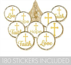 img 1 attached to Christian Faith Cross Baptism Party Favor Stickers - Gold Hope & Love Labels (180 Count)