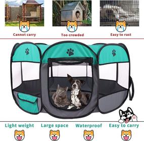 img 2 attached to 🐾 Large Dog Playpen, 45'' Portable and Foldable Pet Playpen with Water Resistant Design. Upgraded Puppy Playpen with Removable Cover and Bottom for Dogs, Cats, and Rabbits. Perfect for Indoor and Outdoor Use